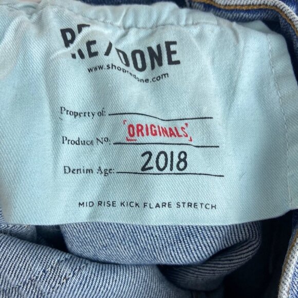 RE/DONE Levis Kick Flare Jeans MID90s High Rise Size 25 Blue Denim 90s High Rise - Picture 7 of 14